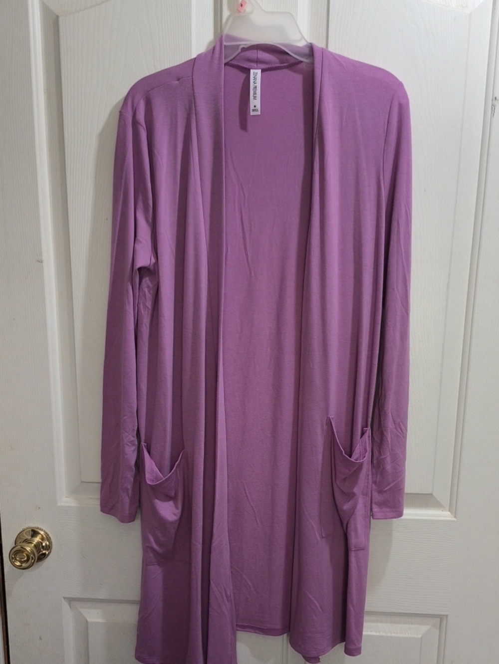 Zenana Outfitters Lavender Open-Front Long Cardigan